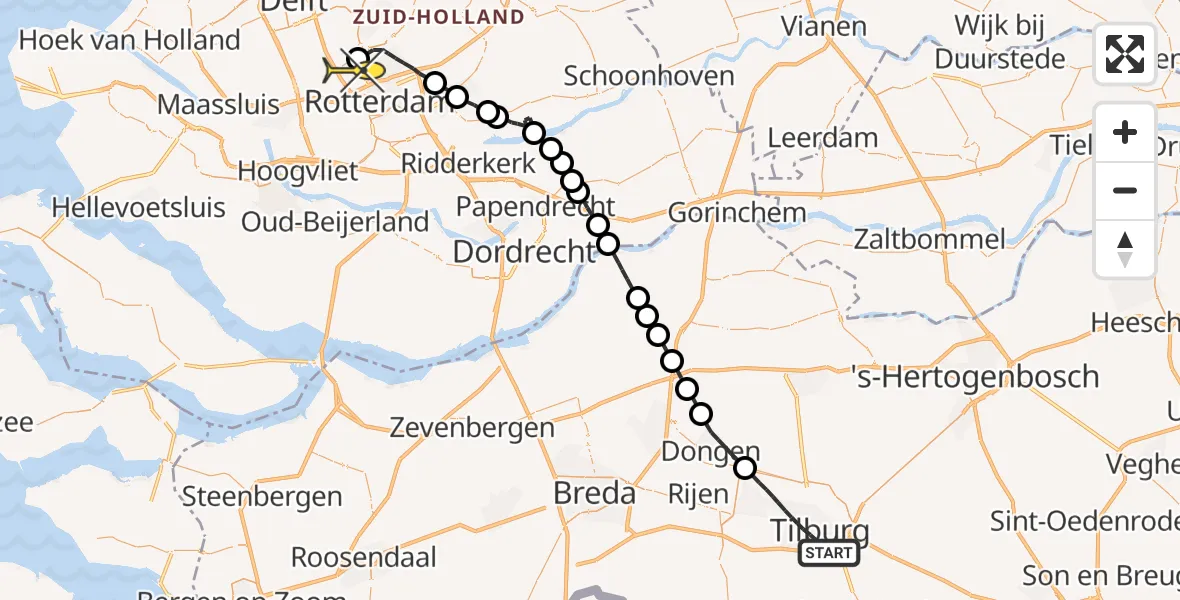 Routekaart van de vlucht: Lifeliner 2 naar Rotterdam The Hague Airport