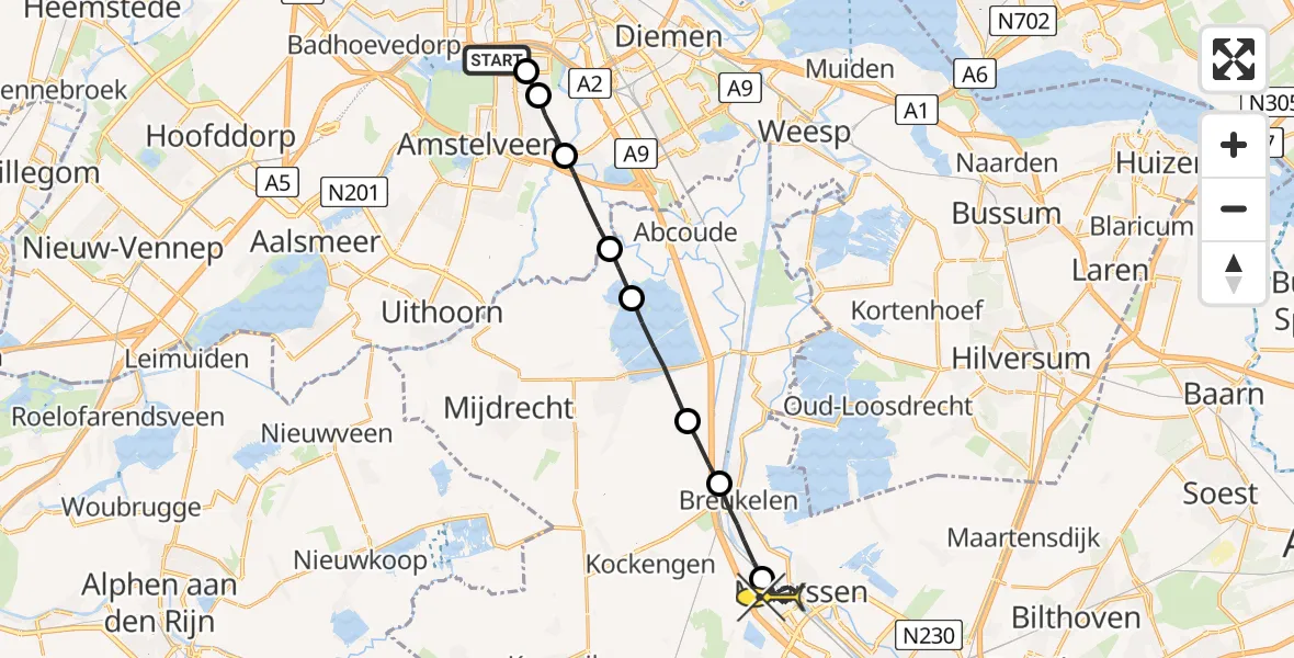 Routekaart van de vlucht: Lifeliner 1 naar Maarssen