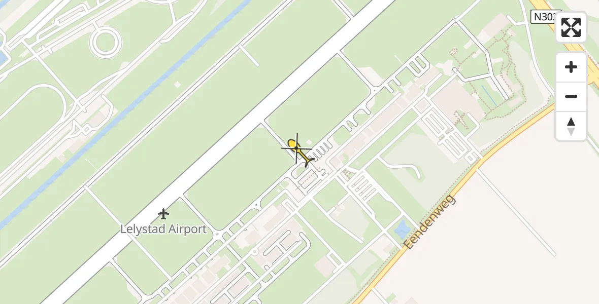 Vluchtroute Traumahelikopter van Lelystad Airport naar Lelystad Airport
