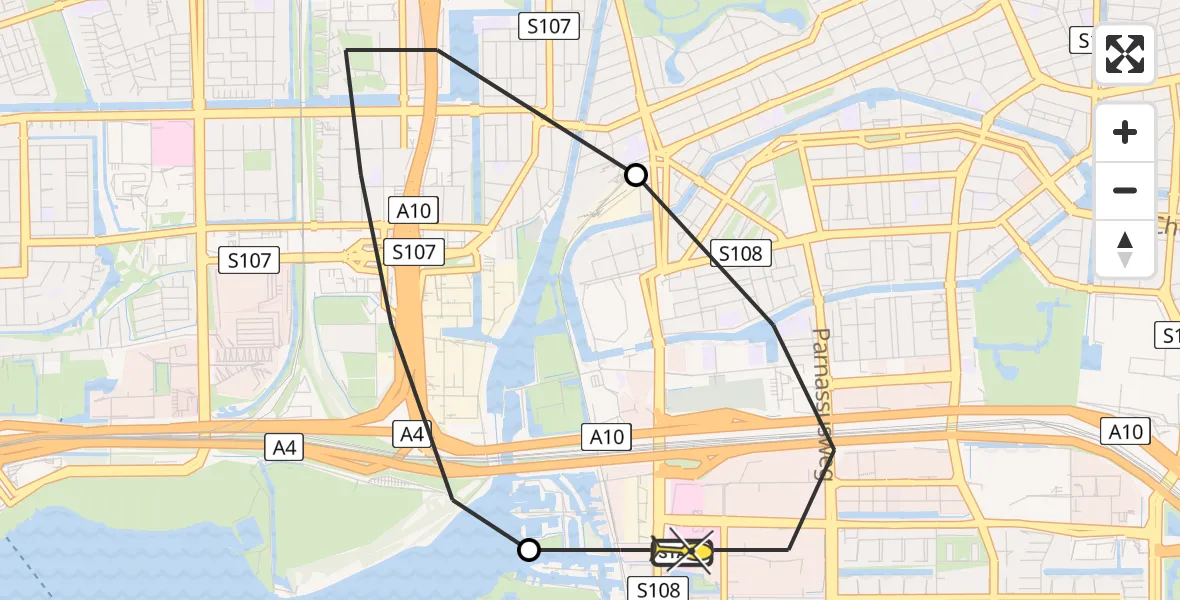 Routekaart van de vlucht: Lifeliner 1 naar VU Medisch Centrum Amsterdam