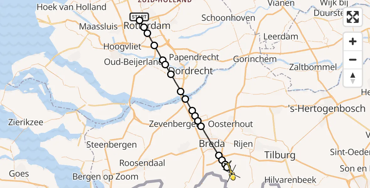 Routekaart van de vlucht: Lifeliner 2 naar Chaam