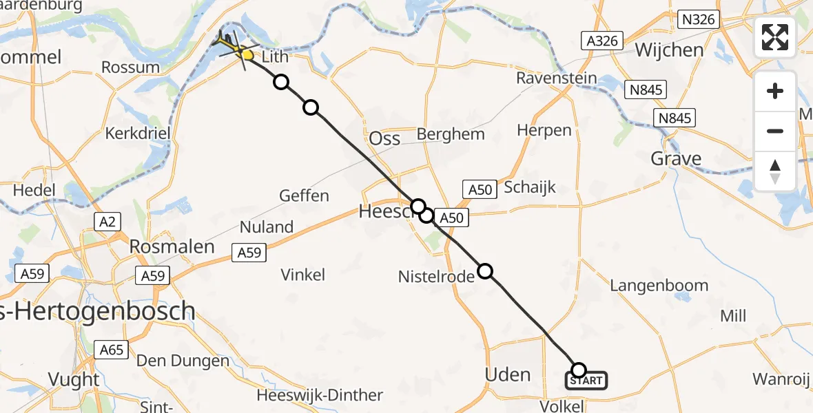 Routekaart van de vlucht: Lifeliner 3 naar Lith