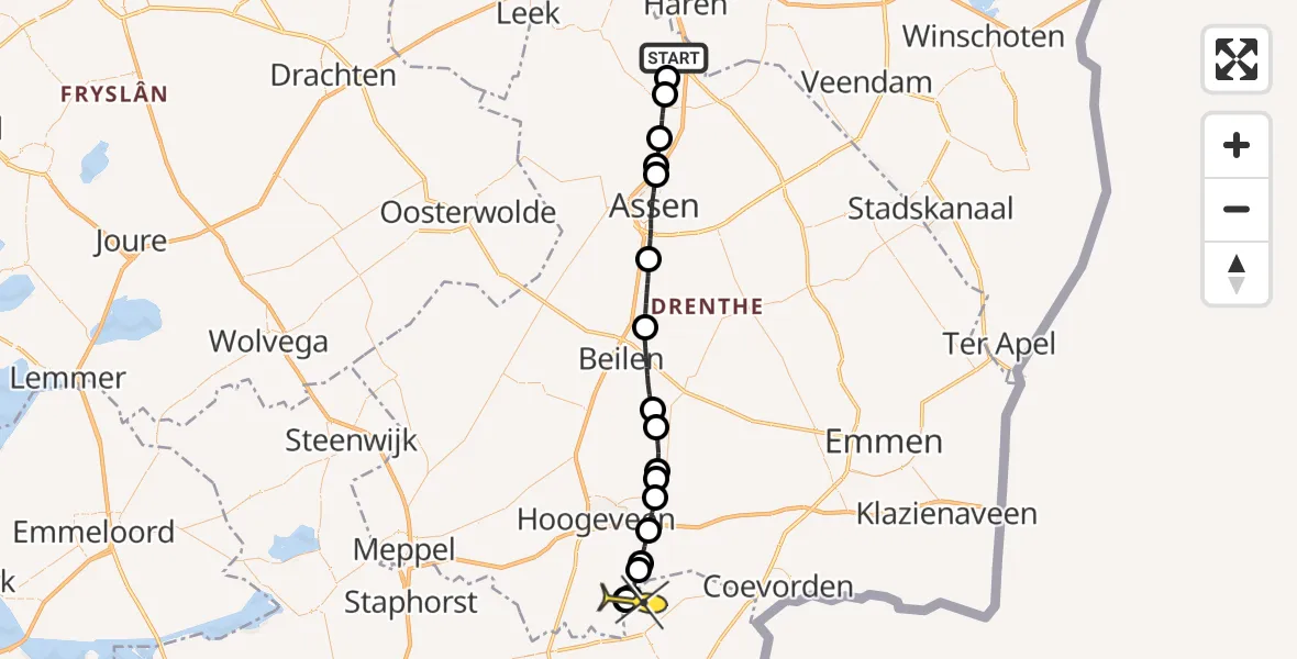 Routekaart van de vlucht: Lifeliner 4 naar Slagharen