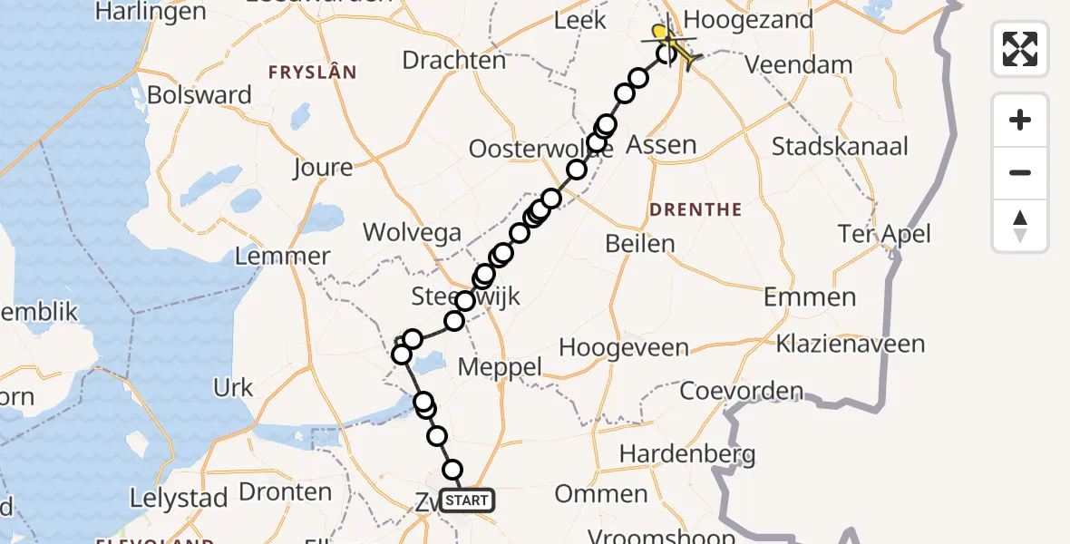 Routekaart van de vlucht: Lifeliner 4 naar Groningen Airport Eelde