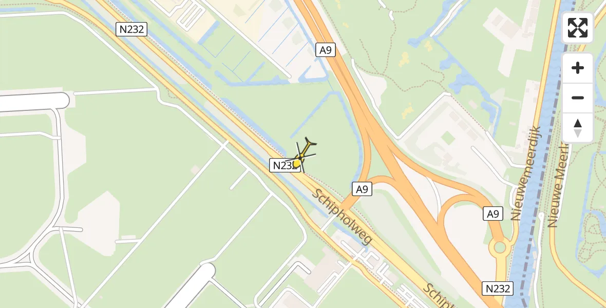 Vluchtroute Politiehelikopter van Schiphol naar Schiphol