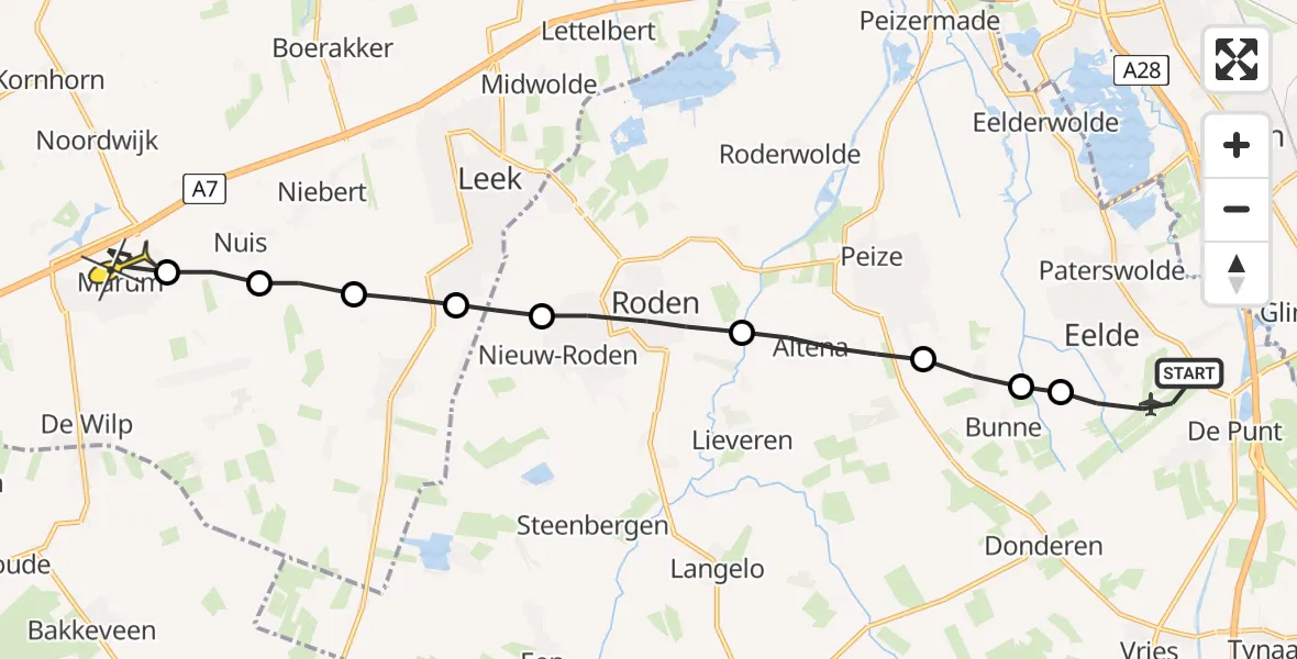 Routekaart van de vlucht: Lifeliner 4 naar Marum