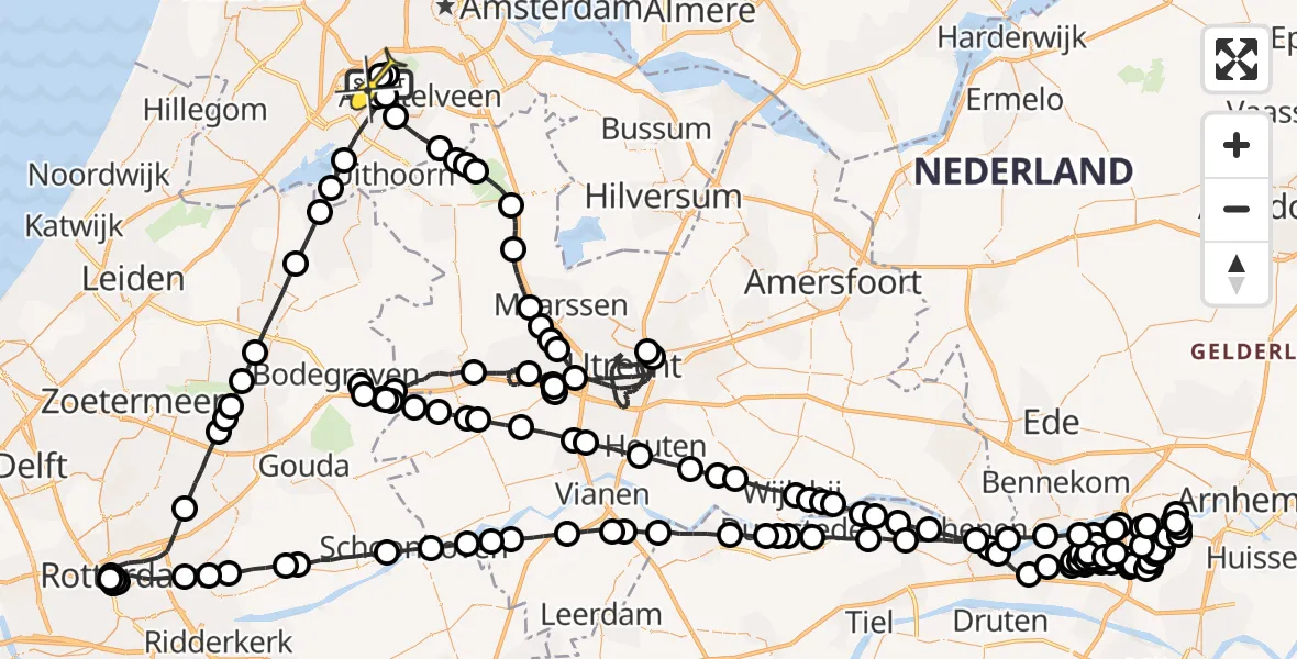 Vluchtroute Politiehelikopter van Schiphol naar Schiphol
