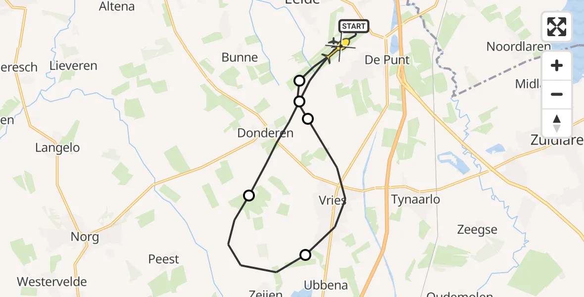 Routekaart van de vlucht: Lifeliner 4 naar Groningen Airport Eelde