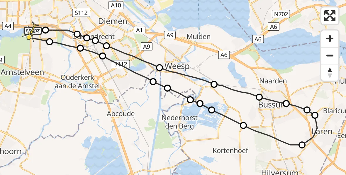 Routekaart van de vlucht: Lifeliner 1 naar VU Medisch Centrum Amsterdam
