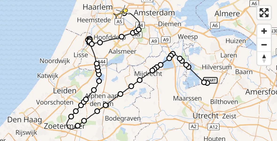 Routekaart van de vlucht: Lifeliner 1 naar Zwanenburg
