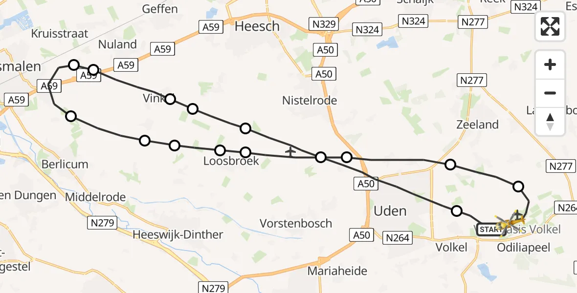 Vluchtroute Traumahelikopter Vliegbasis Volkel - Vliegbasis Volkel, 30 oktober 2022, 00:50