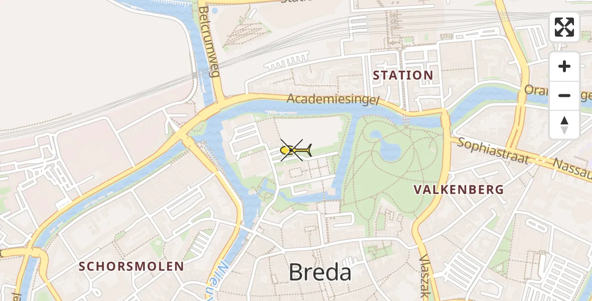 Routekaart van de vlucht: Lifeliner 2 naar Breda