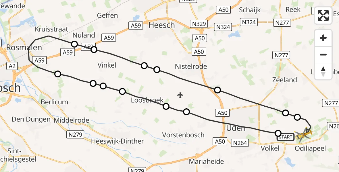 Vluchtroute Traumahelikopter Vliegbasis Volkel - Vliegbasis Volkel, 30 oktober 2022, 15:27