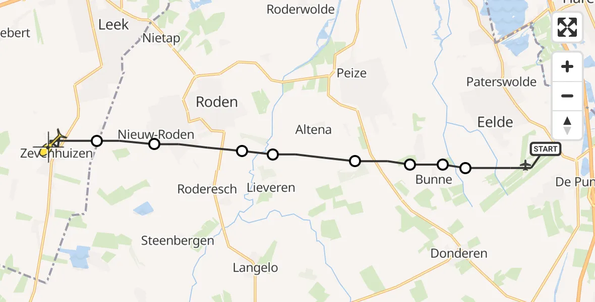 Routekaart van de vlucht: Lifeliner 4 naar Zevenhuizen