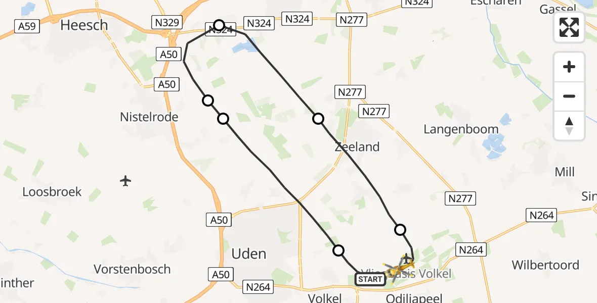 Vluchtroute Traumahelikopter Vliegbasis Volkel - Vliegbasis Volkel, 30 oktober 2022, 17:09