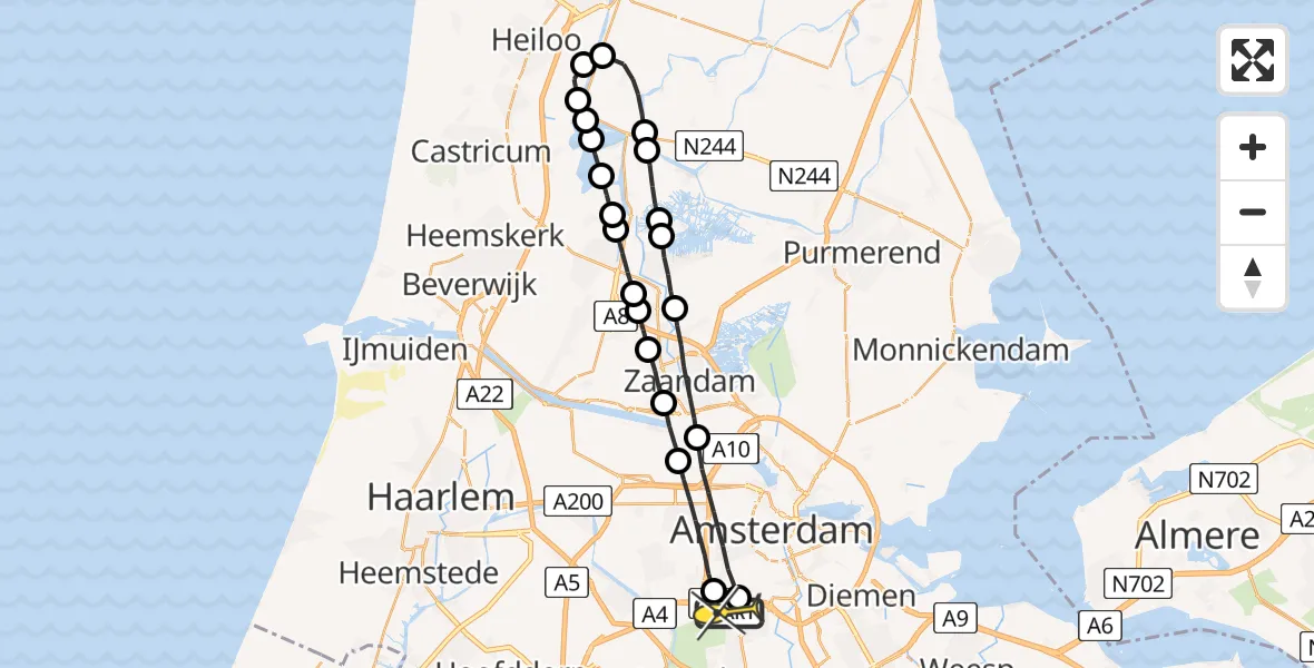 Routekaart van de vlucht: Lifeliner 1 naar VU Medisch Centrum Amsterdam