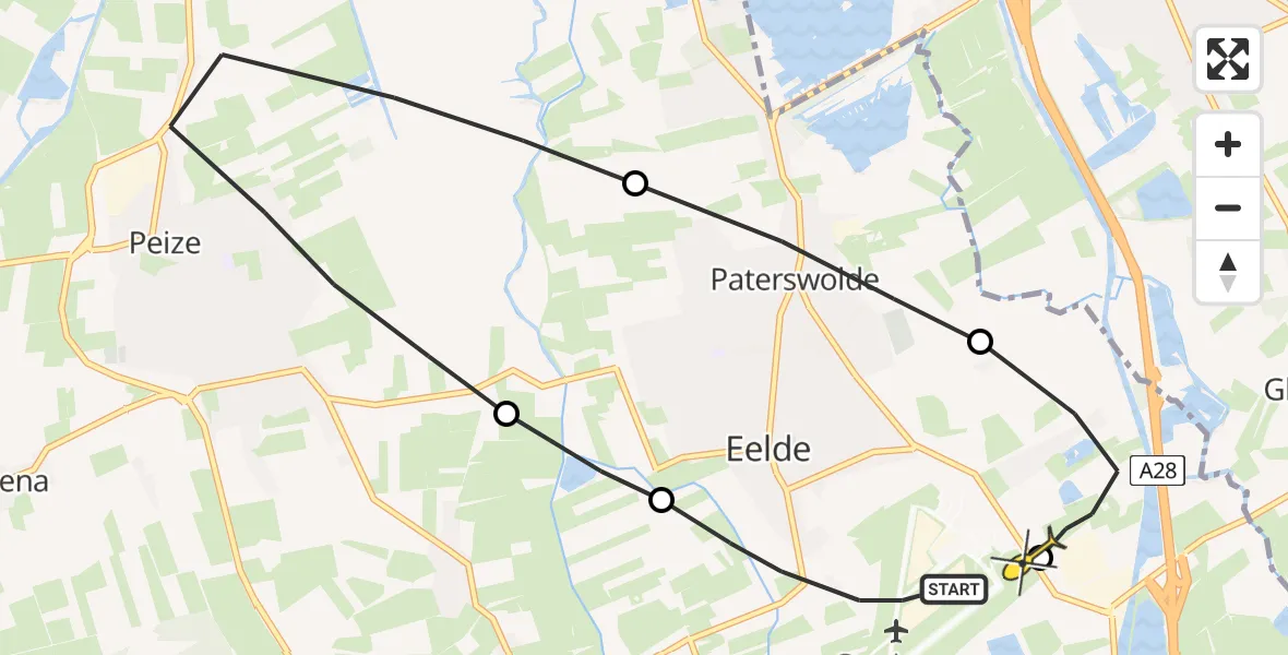 Routekaart van de vlucht: Lifeliner 4 naar Groningen Airport Eelde