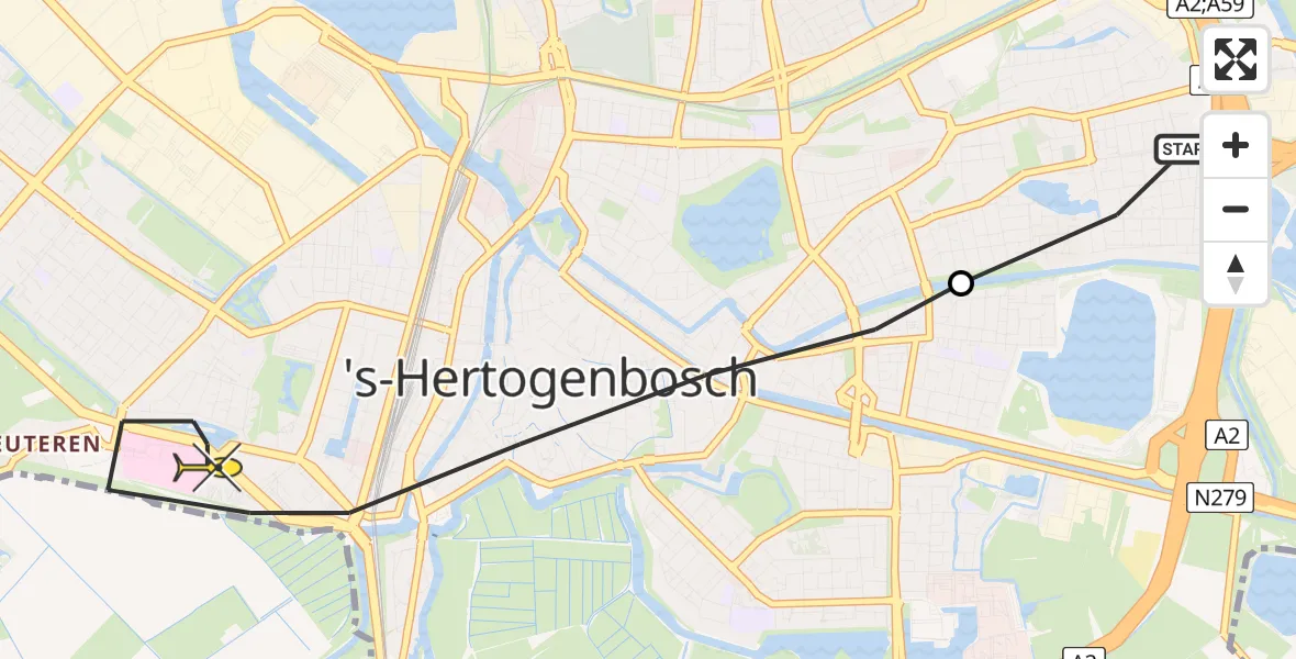 Routekaart van de vlucht: Lifeliner 3 naar 's-Hertogenbosch