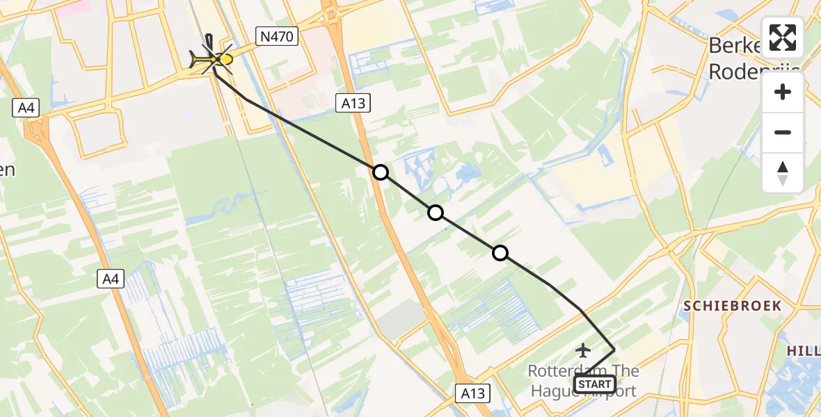 Routekaart van de vlucht: Lifeliner 2 naar Delft