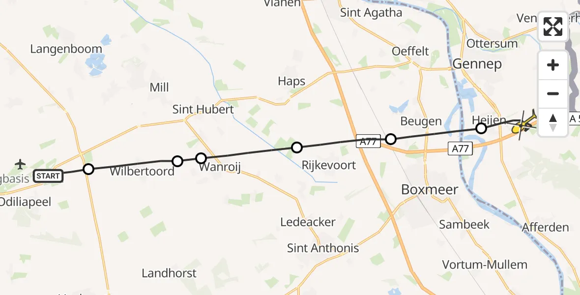 Routekaart van de vlucht: Lifeliner 3 naar Heijen