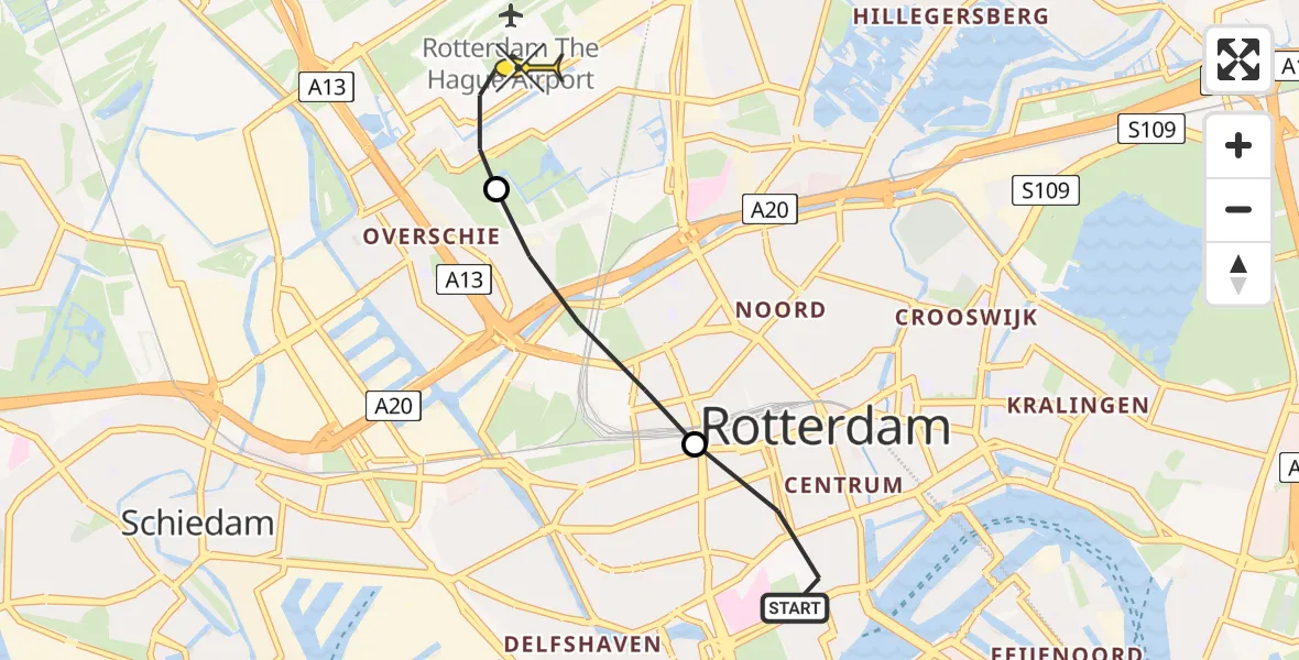 Routekaart van de vlucht: Lifeliner 2 naar Rotterdam The Hague Airport