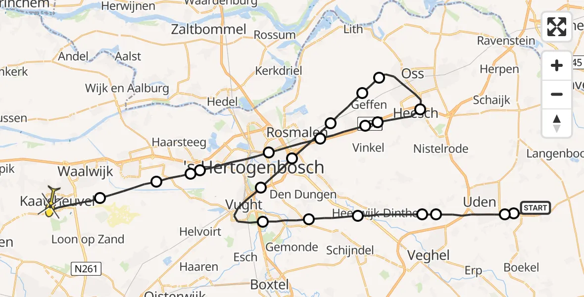 Routekaart van de vlucht: Lifeliner 3 naar Kaatsheuvel