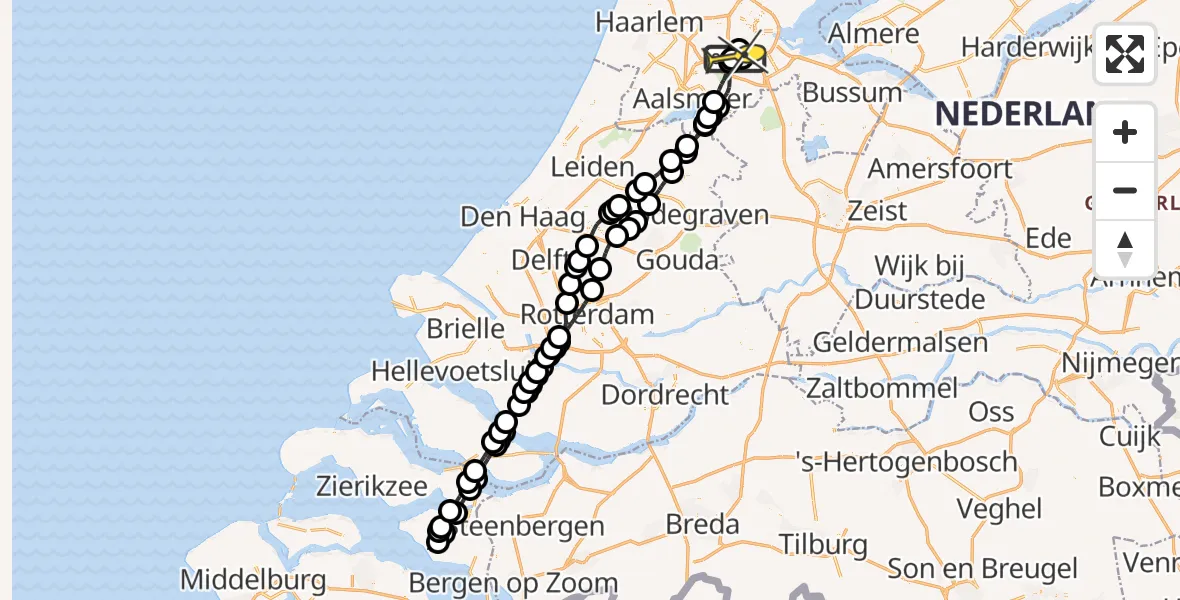 Routekaart van de vlucht: Lifeliner 1 naar VU Medisch Centrum Amsterdam