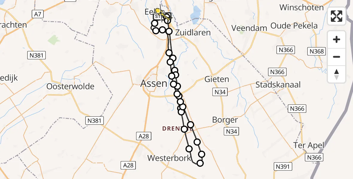 Routekaart van de vlucht: Lifeliner 4 naar Groningen Airport Eelde