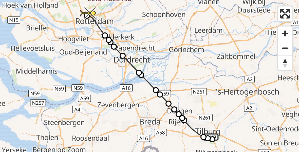 Routekaart van de vlucht: Lifeliner 2 naar Rotterdam The Hague Airport