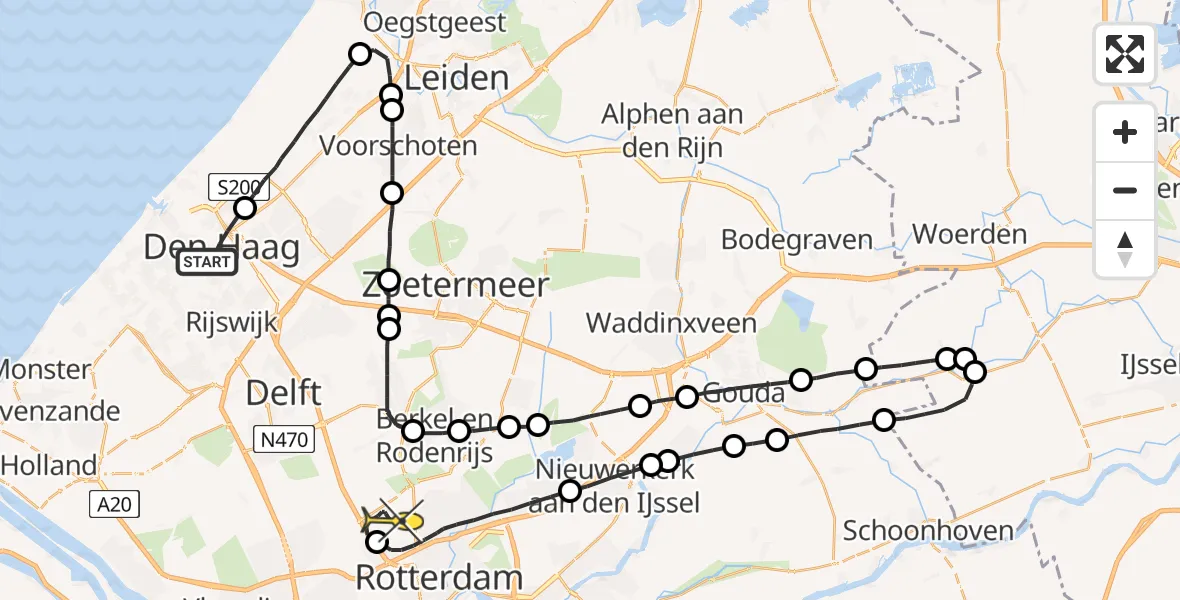 Routekaart van de vlucht: Lifeliner 2 naar Rotterdam The Hague Airport