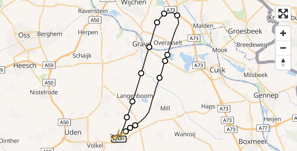 Vluchtroute Traumahelikopter Vliegbasis Volkel - Vliegbasis Volkel, 01 november 2022, 07:40