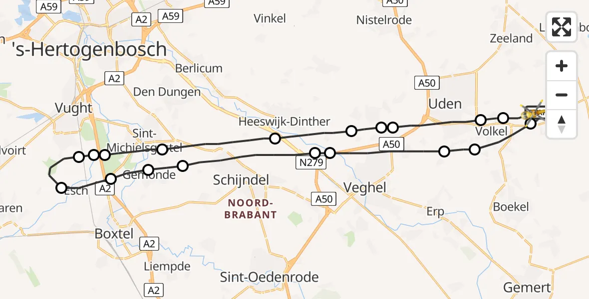 Vluchtroute Traumahelikopter Vliegbasis Volkel - Vliegbasis Volkel, 01 november 2022, 07:50
