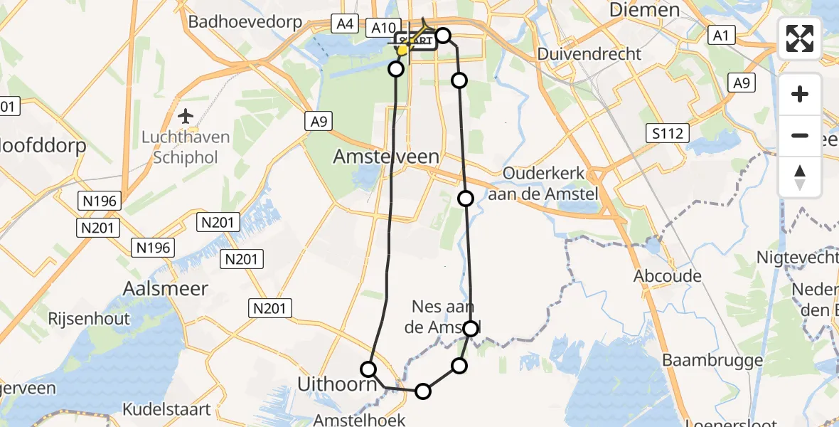 Routekaart van de vlucht: Lifeliner 1 naar VU Medisch Centrum Amsterdam