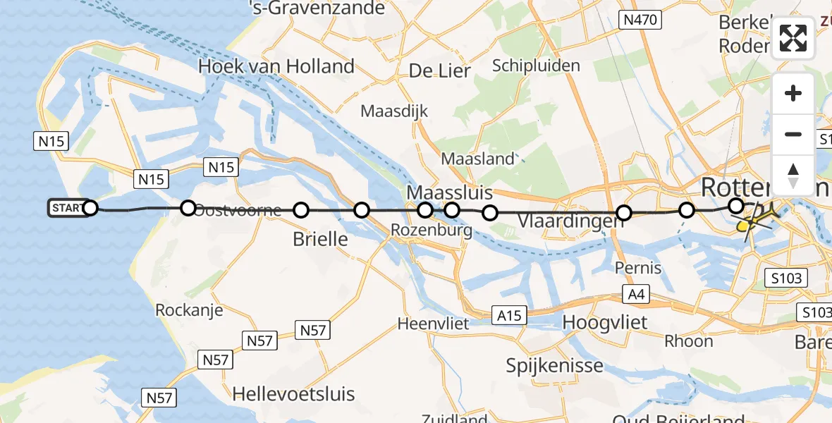 Routekaart van de vlucht: Lifeliner 2 naar Erasmus MC