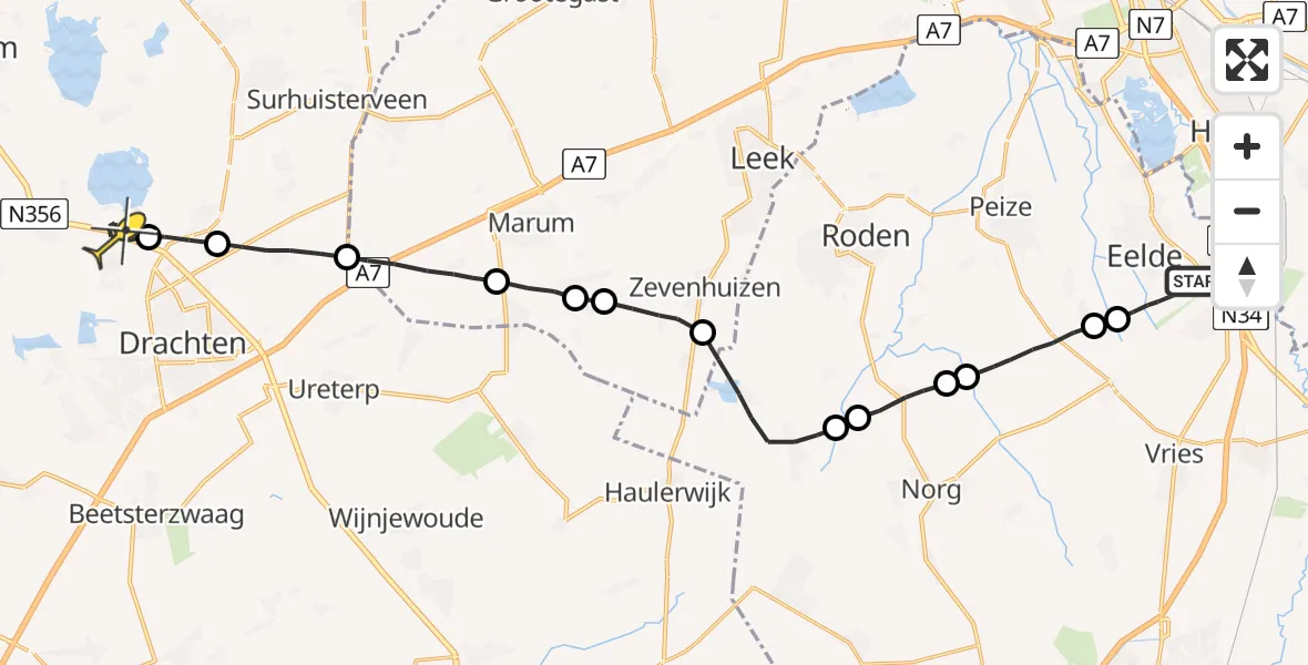 Routekaart van de vlucht: Lifeliner 4 naar Opeinde