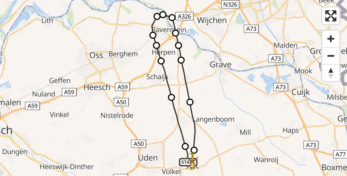 Vluchtroute Traumahelikopter Vliegbasis Volkel - Vliegbasis Volkel, 01 november 2022, 12:13