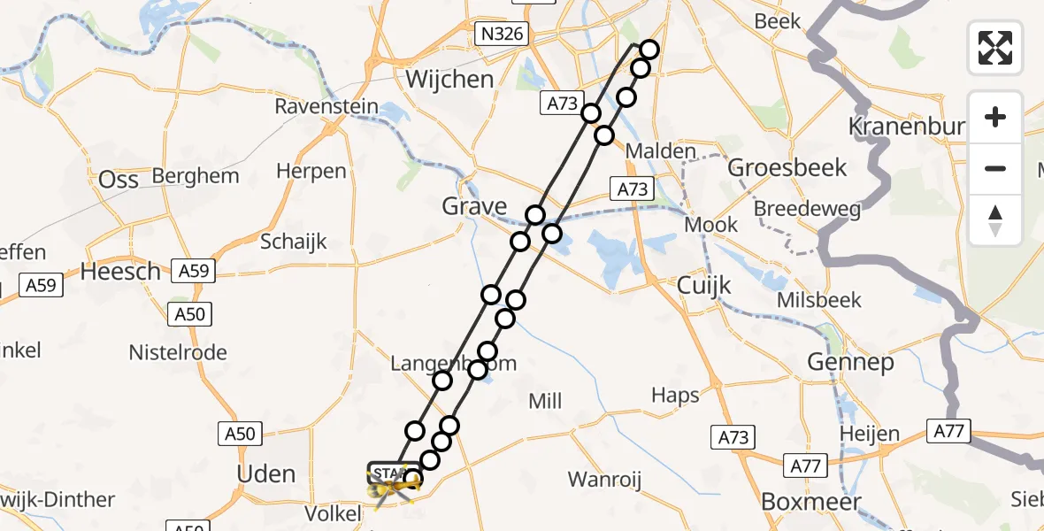 Vluchtroute Traumahelikopter Vliegbasis Volkel - Vliegbasis Volkel, 01 november 2022, 14:37
