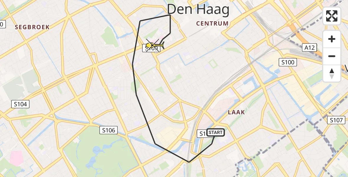 Routekaart van de vlucht: Lifeliner 2 naar Den Haag