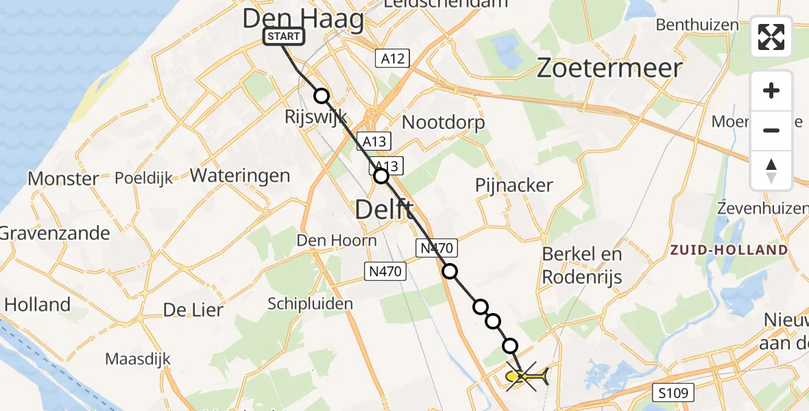 Routekaart van de vlucht: Lifeliner 2 naar Rotterdam The Hague Airport