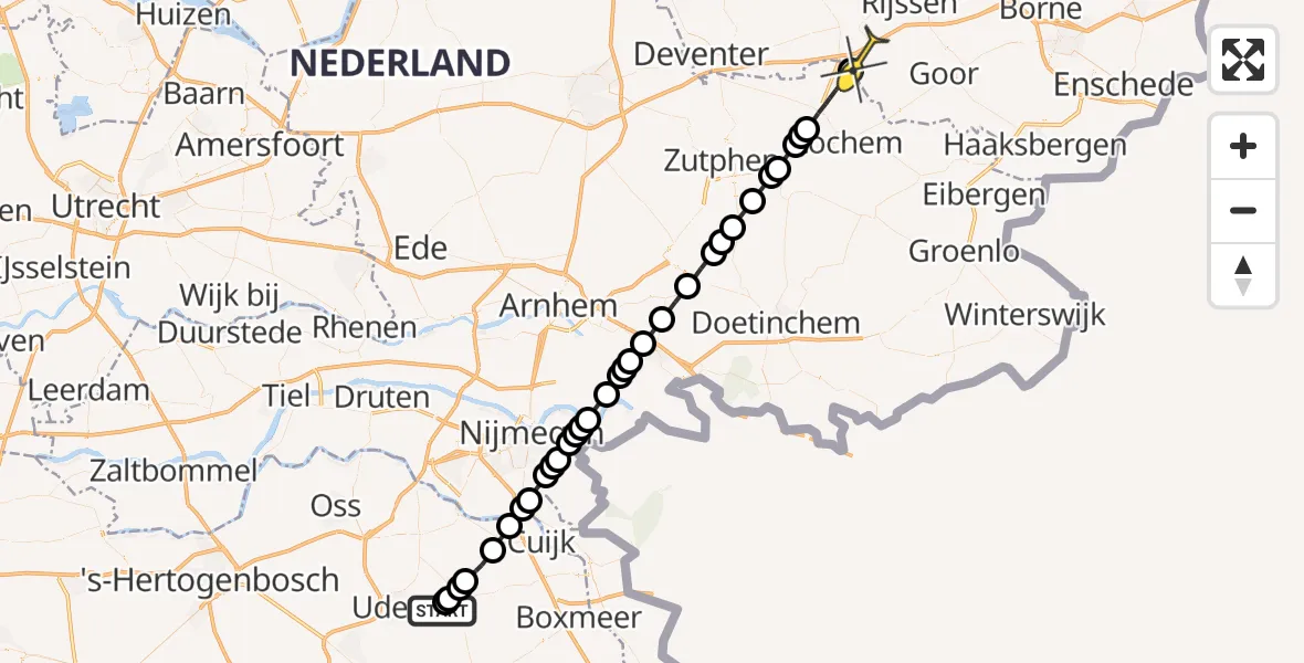 Routekaart van de vlucht: Lifeliner 3 naar Markelo