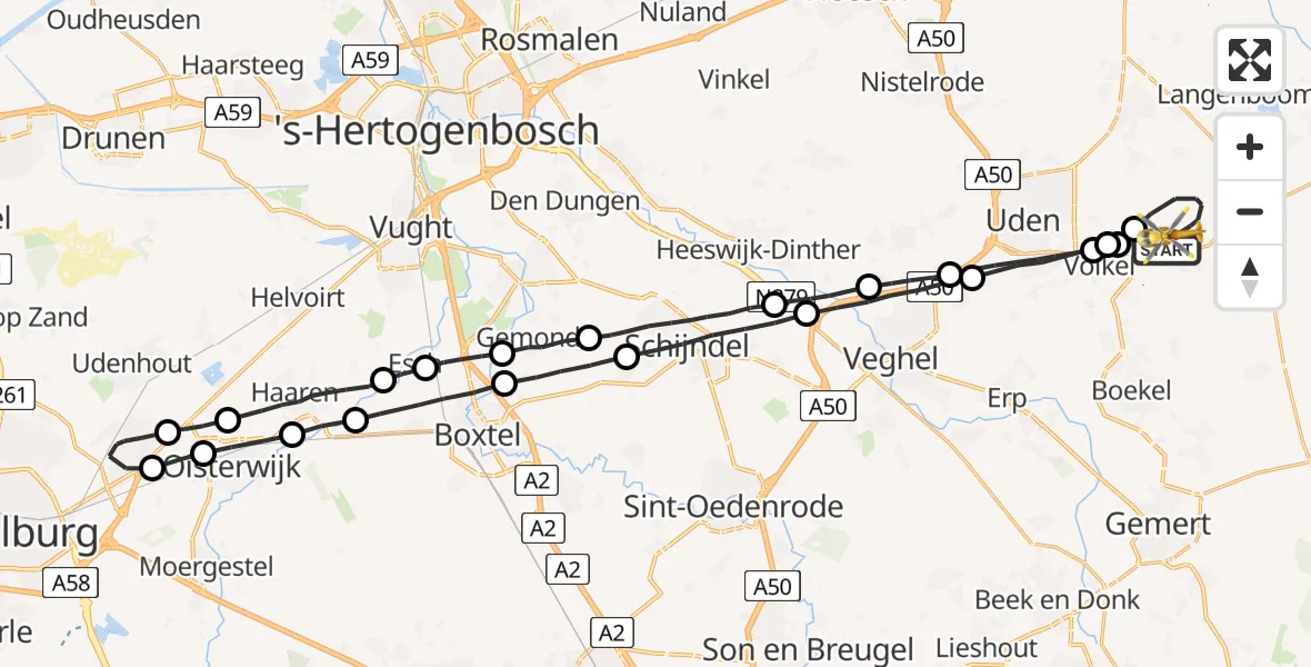 Vluchtroute Traumahelikopter Vliegbasis Volkel - Vliegbasis Volkel, 02 november 2022, 00:48