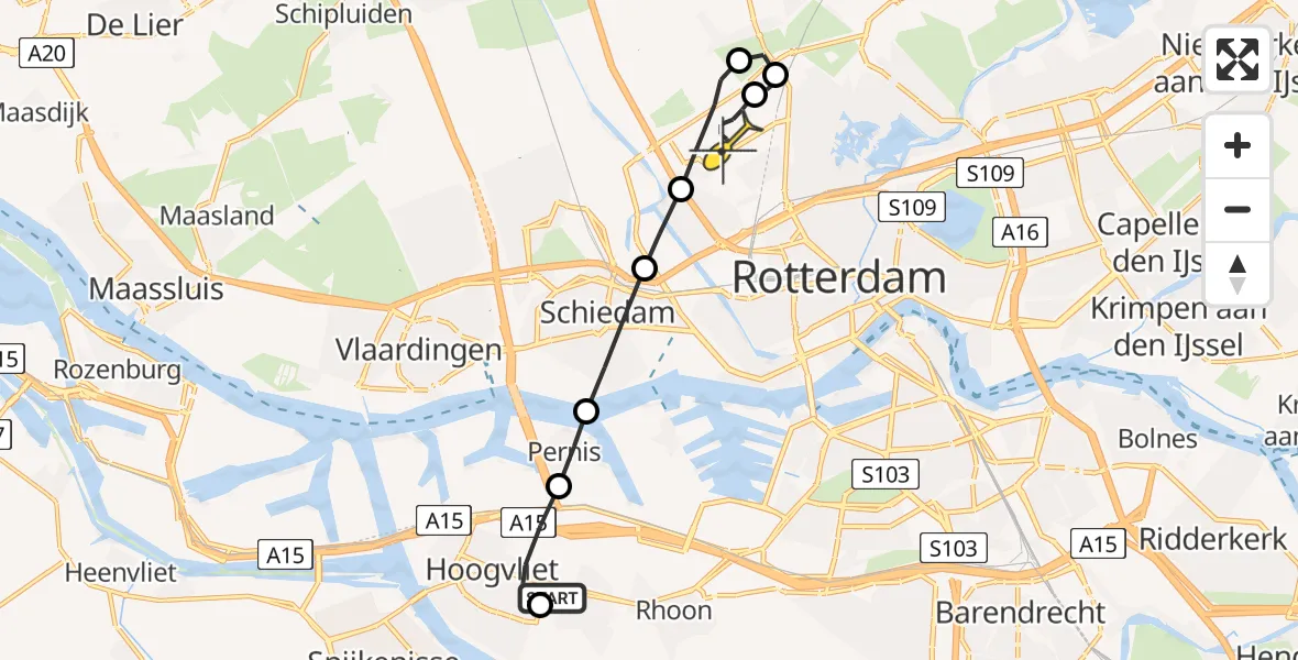 Routekaart van de vlucht: Lifeliner 2 naar Rotterdam The Hague Airport