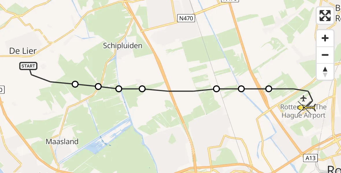 Routekaart van de vlucht: Lifeliner 2 naar Rotterdam The Hague Airport