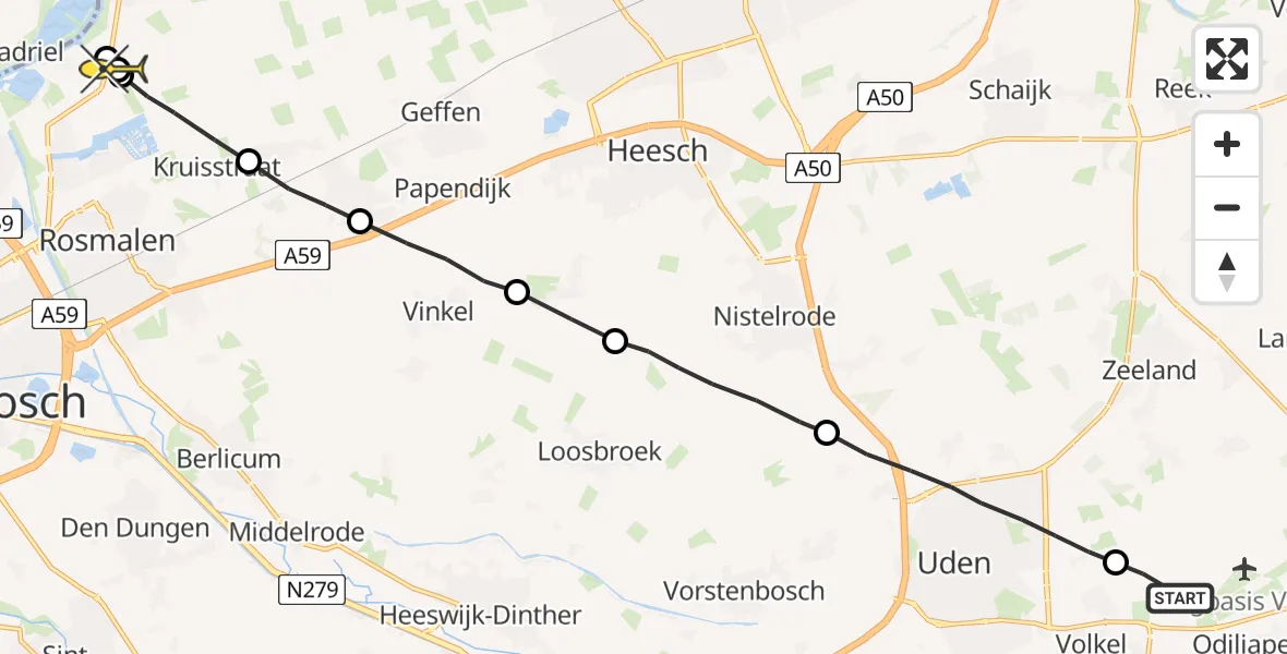 Routekaart van de vlucht: Lifeliner 3 naar 's-Hertogenbosch