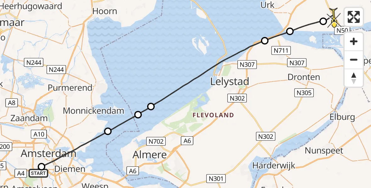 Routekaart van de vlucht: Lifeliner 1 naar Ens