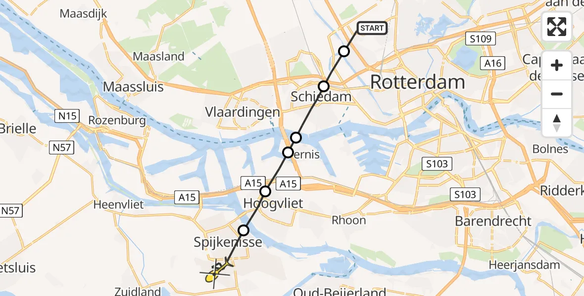 Routekaart van de vlucht: Lifeliner 2 naar Spijkenisse