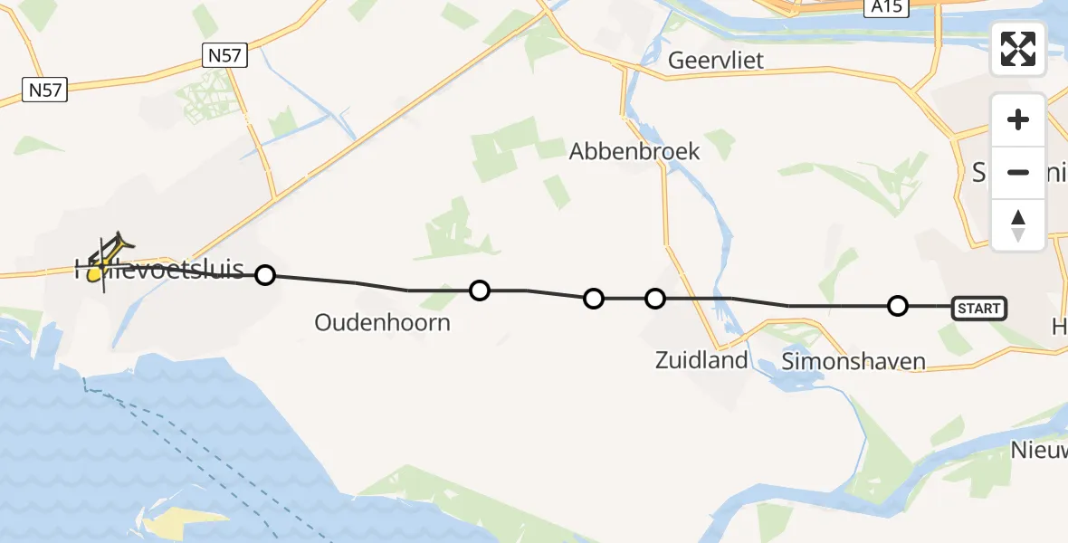 Routekaart van de vlucht: Lifeliner 2 naar Hellevoetsluis