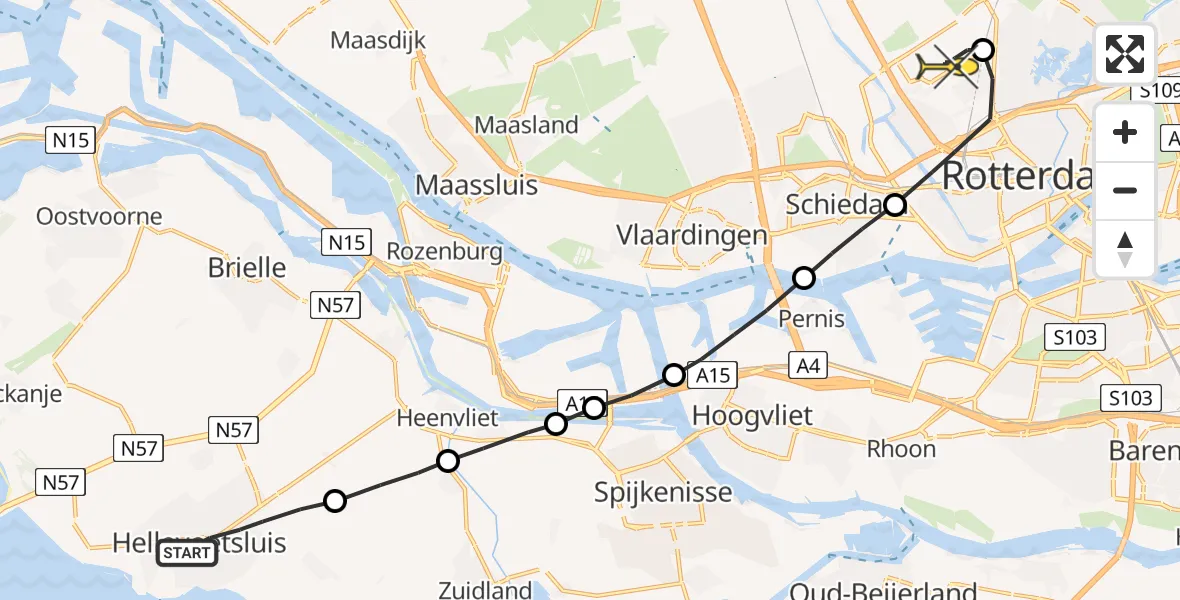 Routekaart van de vlucht: Lifeliner 2 naar Rotterdam The Hague Airport