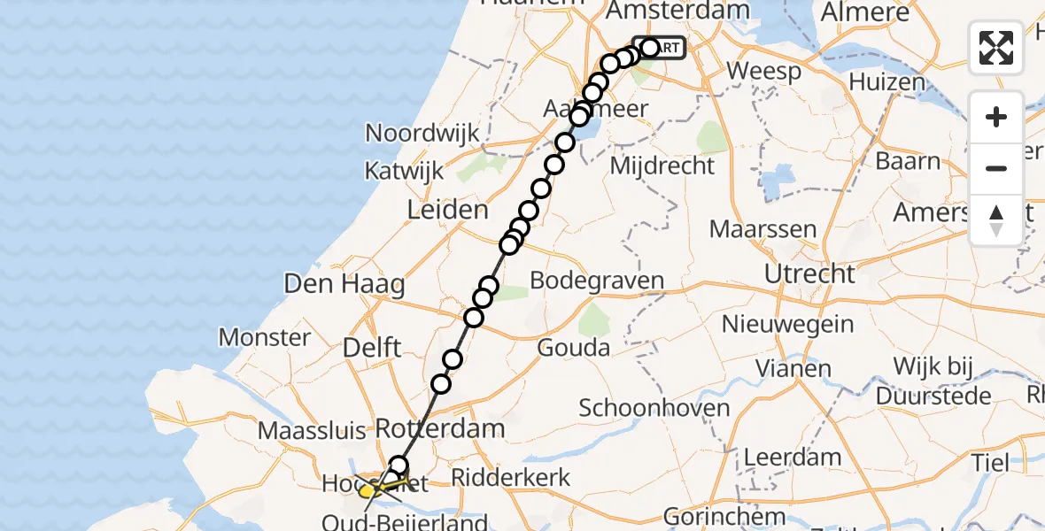 Routekaart van de vlucht: Lifeliner 1 naar Hoogvliet