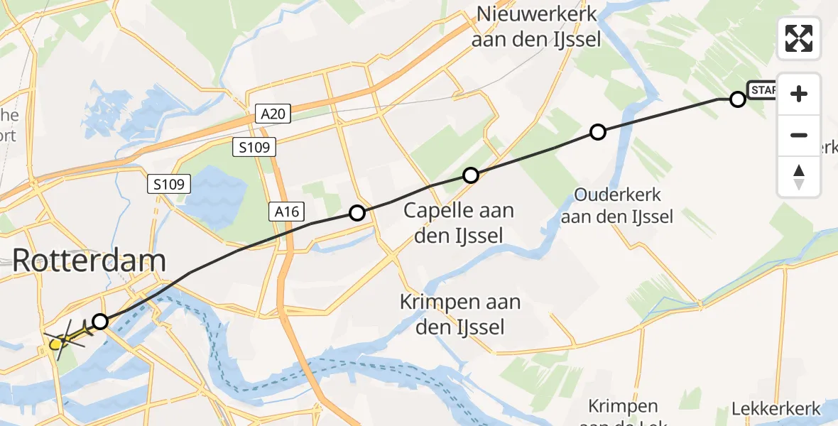 Routekaart van de vlucht: Lifeliner 2 naar Erasmus MC